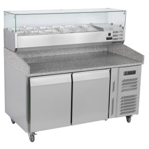 Marble Top Refrigerated Pizza Prep Table 260L With Salad Bar
