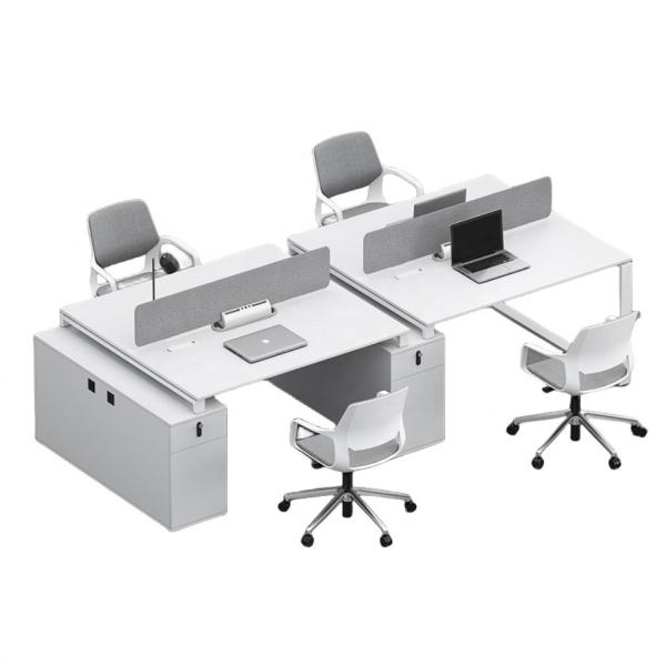 Quality Office Furniture White Simple Computer Desk for 6 People in Business Premises wholesale