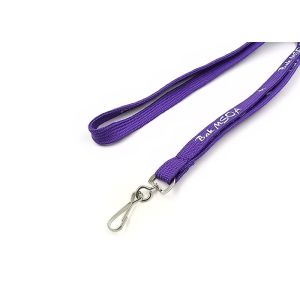 Classic Logo Custom Tubular Lanyards Flat Strap With Hook For ID Badge