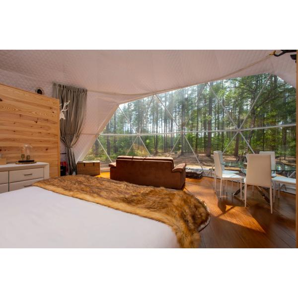 Diameter 9m Large Outdoor 4 People Glamping Dome Tent In Forest