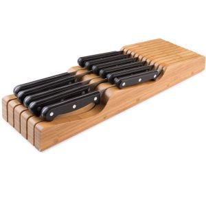 Natural Bamboo 15-Slot In Drawer Knife Block Organizer with Eco-Friendly