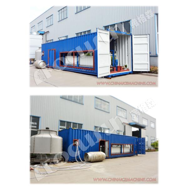 R22 / R404A / R507 Refrigerant 10 Tons Containerized Direct Cooling Block Ice Machine