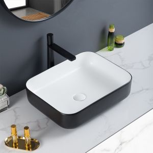 Delicate Solid Counter Top Bathroom Sink Impact-Resistance Rectangular Hand
