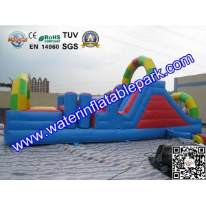 Cheap 0.55mm PVC Tarpaulin Inflatable Obstacle Course Rental Waterproof And Fireproof for sale