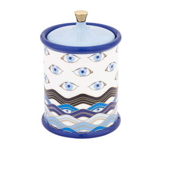 Eye Pattern Candle Ceramic Containers With Letterpress Printing Gravure Printing