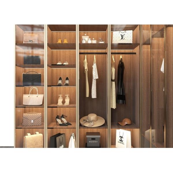 Quality Single Sided Aluminum Profile Walk In Closet With Glass Doors Storage Systems wholesale