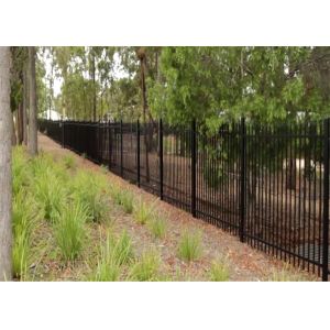 Powder coated horizontal steel garrison fence 2.1mx2.4m rail 40mm wall thick 2