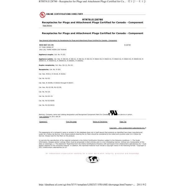 UL 498 American Female Nema Receptacle Electrical Sockets AC Power Outlet Inlet 15A 125V AC 3 Pole With 94V-0 Ratings