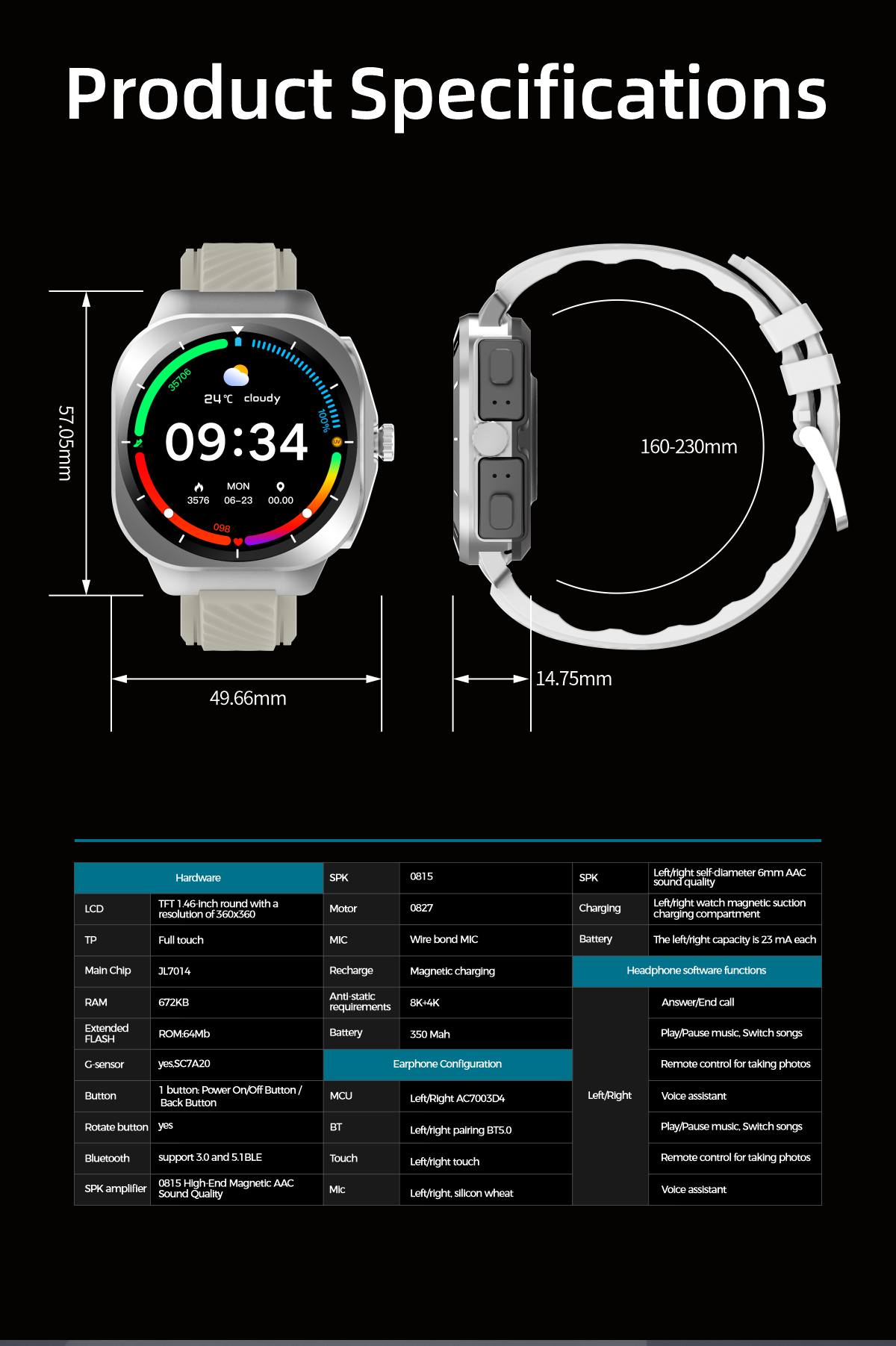 Z19 Smartwatch 2 In 1 Wireless With BT Calling Heart Rate Monitoring Silicone