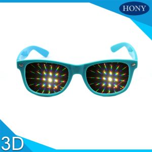 Durable Plastic Red 3D Firework Glasses 0.65mm Lens PC Frame