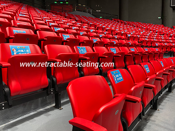 Tip Up Plastic Fixed Stadium Seating With Armrest Fire Protected