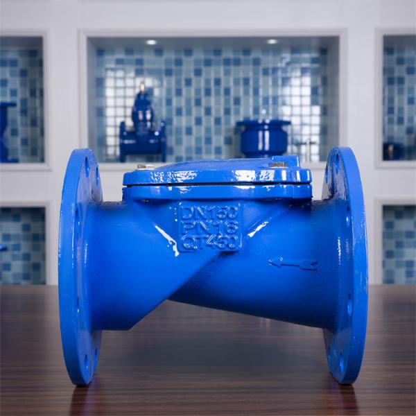 DN150 Rubber Flapper Swing Check Valve QT450 Non Return Valve For Sewage Pipe