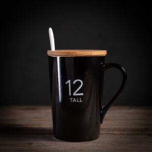 Ceramic Custom Drinking Cups With Spoon White 6oz Sublimation Mugs