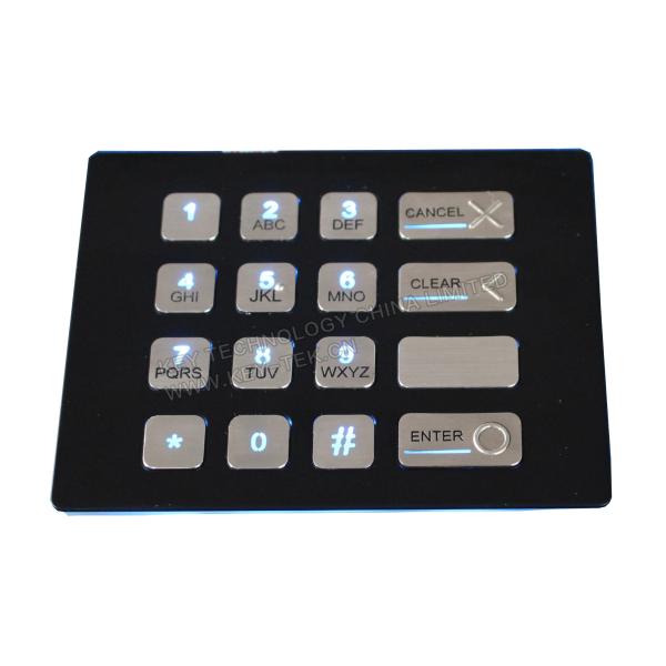 Quality 4 x 4 Keys Custom Vandal Resistant Metal Keypad With Backlit , Numeric Keys wholesale