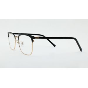 Unisex Rectangular Metal Eyeglasses with Handmade Acetate Combination Eye Frames