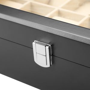 Multi Functional Black Wood Watch Box Wooden Watch Display Box FSC Certified