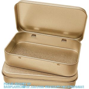 Metal Rectangular Empty Hinged Tins - Pack Of 40 Silver Mini Portable Box Small