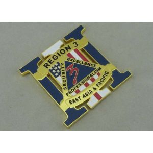 Zinc Alloy Die Casting Personalized Coins , Gold Plating Synthetic Enamel Coin