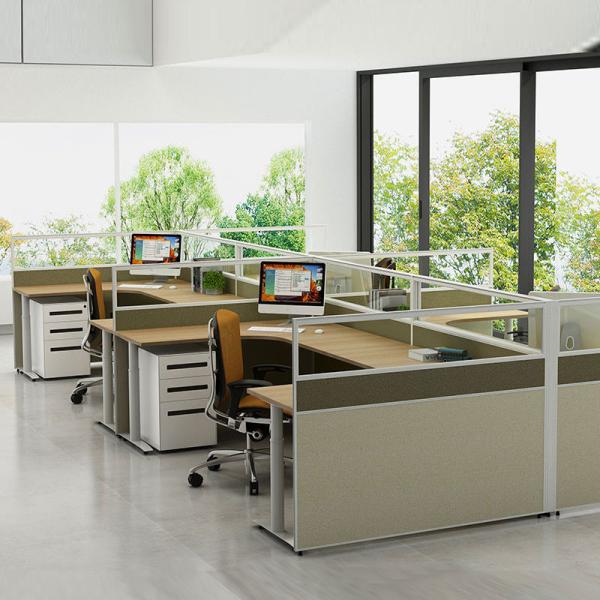 Wooden Office Desk Partition 4 Person Staff Cubicle Office Table