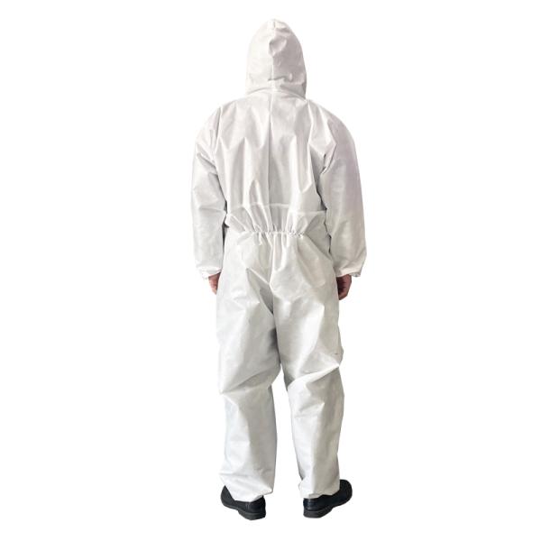 Hooded Disposable Protective Clothing , PP Nonwoven Protective Isolation Gown SMS Coverall