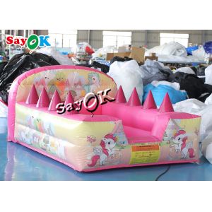 Unicorn Theme Backyard Inflatable Ball Pit Pool With Air Jugglers 2.4m 7ft Pink