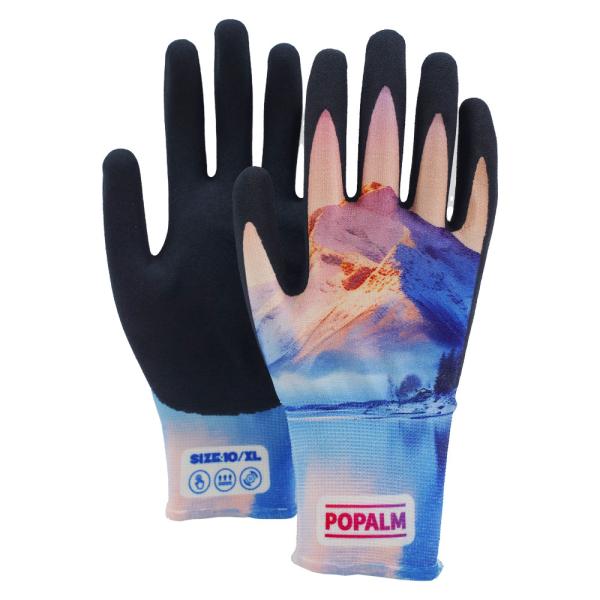 Quality Lightweight Landscape Print Gloves Unisex Fit 15g Knit Latex Palm For Garden Diy Tasks wholesale