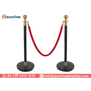 Stainless Steel Security Bollards Crowd Control With Velvet Rope Stanchions