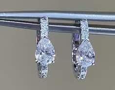 Pear Earrings DEF VVS Pear Shape Lab Grown Diamonds PT950