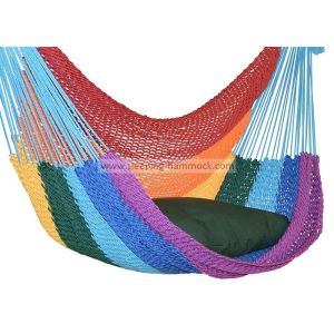 Multi Colored Rainbow Grand Caribbean Lounge Hammock Chair With Pillow 275