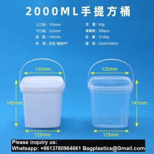 Food storage Quart Square Bucket Utility Small Pail With Handle Sturdy Pail