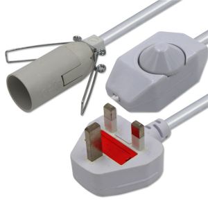 UK 3 Pin Plug to E27 Salt Lamp Holder Power Cord 6ft H03VVH2-F