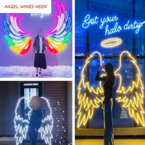 Big Angel Wings Neon Sign Eye-catching Party Event Decoration with Marquee