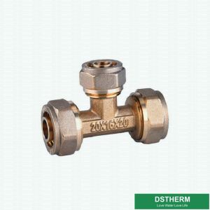 Reducer Threaded Tee Pex Fittings Brass Color ISO Standard Customized Designs