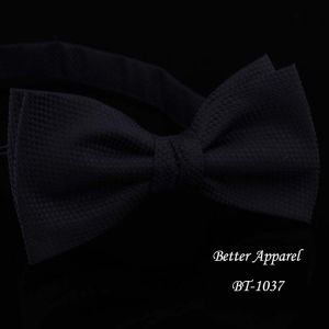 China solid black 100% polyester pre-bow tie for business man on sale