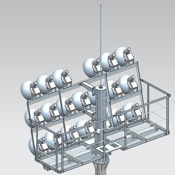 Octadecagon High Mast Pole With LED Flood Lighting System 20M 30M 35M 40M