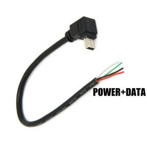 90 Degree Up Down Left Right Angle Mini USB to Open 4 Wires End Pigtail Cable
