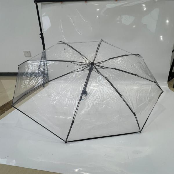Quality 21 Inches 5 Folding Coverage Transparent Umbrella For Rain Manual Open Function wholesale