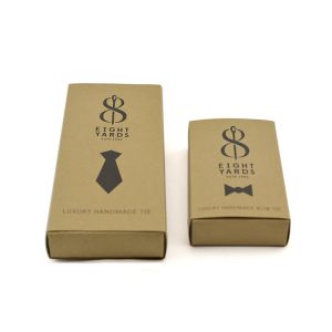 China Nature Brown 350gsm Kraft Cardboard Bow Tie Box Packaging With Custom Logo on sale