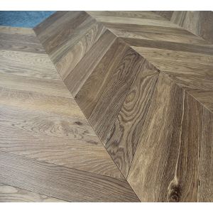 Dark Smoked Wax Oiled Engineered Wood Chevron Flooring Matt Design