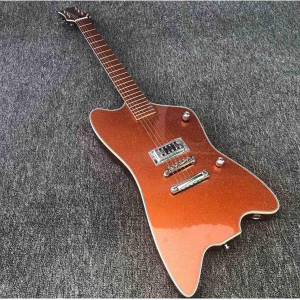High quality electric guitar with Metallic orange gold dust paint on all parts