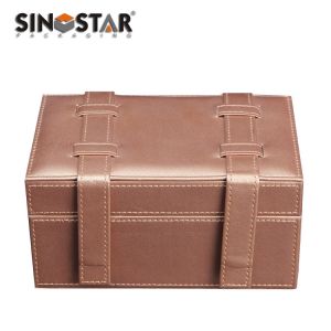 China Rectangular Shape Leather Jewelry Box Screen Printing Surface Finish Customized on sale