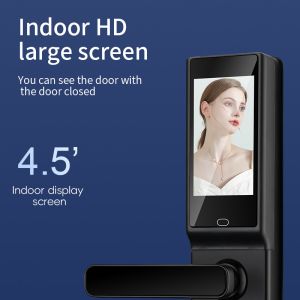 Qleung Video Calling Camera Wifi Fingerprint Code Key Card Tuya Door Lock for
