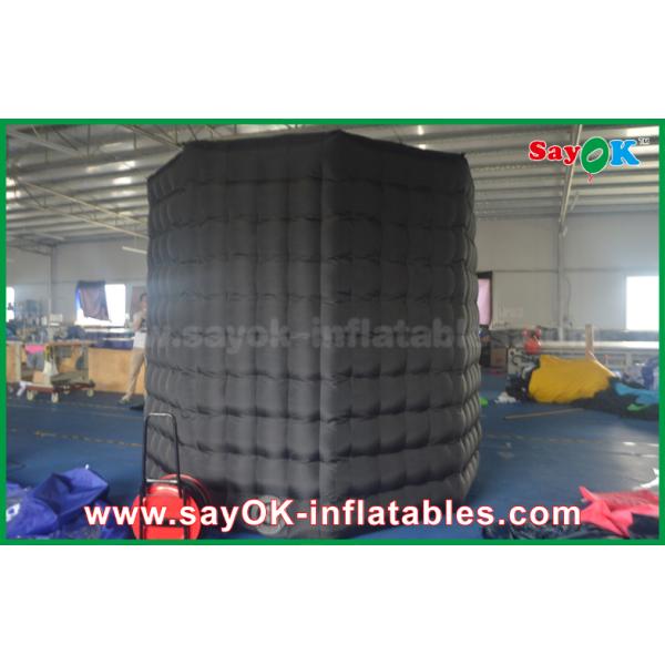 Photo Booth Wedding Props Inflatable Blakc Octagon Photo Booth White Inside With LED Light Oxford Cloth