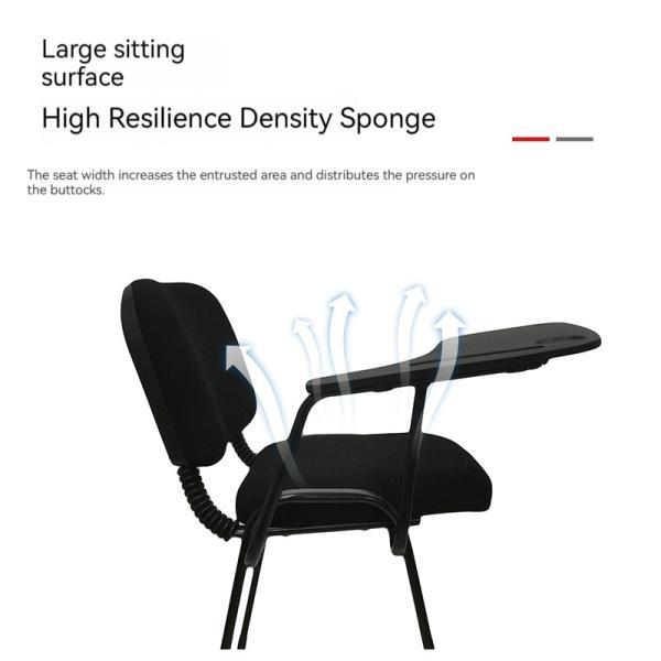 Staff Office Employee Chair Blue Fabric Training Chair with Writing Board