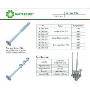 Long Service Life TOP VIP 0.1 USD PV Solar Ground Screws Screw Pile Q235 Steel
