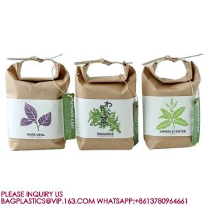 Kraft Bag With String Tie Handle For Rice, Wheat Flour, Tea Leaves,Powders,Seed