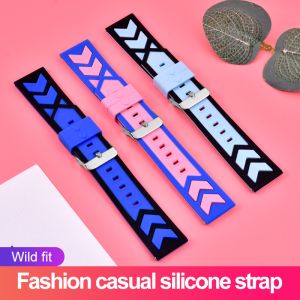 Unique 22mm Double Color Silicone Watch Strap With Quick Release Spring Bar