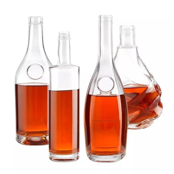 Quality Aluminum Plastic PP Collar 500ml 700ml 750ml Glass Bottle for Brandy Vodka Whiskey Gin wholesale