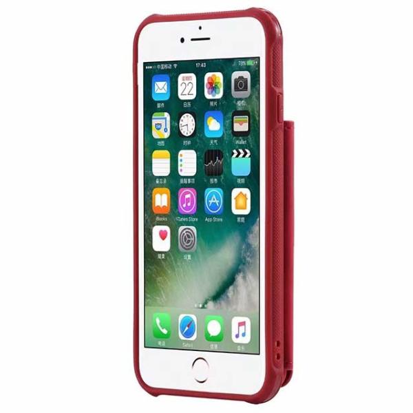 iPhone Leather Hidden Mirror Case with Card Slots Stay Back Cover with Strap