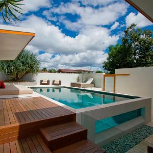 Modular Prefab Luxury Swimming Pool with Acrylic Panel Window and Mosaic Pattern